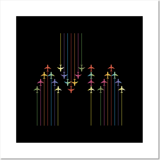 Colorful Aviation Plane Silhouettes Wall Art by NorseTech